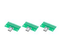 sourcing map 5Pcs TYPE-C Male USB 3.1 Tester Green PCB Board Adapter, Double Sided DIP with 26 Fixing Holes, 2.54mm Connector Socket for Data Wire Wire Transfer