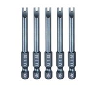 sourcing map 5pcs U-Type Screwdriver Bit 1/4" Hex Shank U7 Magnetic Head 2.6" Length S2 Steel U-Shaped Screw Driver Bit for Repair Work Electric Screwdriver, Blue