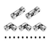 sourcing map 5pcs Universal Joint Shaft Coupling, 3mm to 4mm Inner Dia Rotatable Steering Shaft U Joints Coupler with Screws for RC Car, Robot, Boat Drive Ship Motor Use