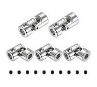 sourcing map 5pcs Universal Joint Shaft Coupling, 5mm to 5mm Inner Dia Rotatable Steering Shaft U Joints Coupler with Screws for RC Car, Robot, Boat Drive Ship Motor Use