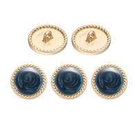 Sourcing Map 5pcs Vintage Metal 20mm Round Shank Button for Women's Suit, Woolen Coat, Shirt, Dress Sewing Crafts, Navy Blue