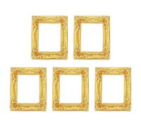 sourcing map 5pcs Vintage Resin Picture Frames, Mini Tiny Photo Frame Rectangle Jewelry Display Prop for DIY Table Top Photography Wedding Decor, Gold, 1.5 x 1.2