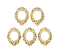 sourcing map 5pcs Vintage Resin Picture Frames, Mini Tiny Photo Frame Rectangle Jewelry Display Prop for DIY Table Top Photography Wedding Decor, Gold, 0.9 x 0.8