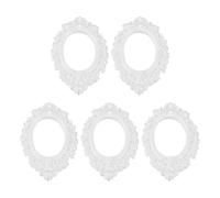 sourcing map 5pcs Vintage Resin Picture Frames, Mini Tiny Photo Frame Rectangle Jewelry Display Prop for DIY Table Top Photography Wedding Decor, White, 1.3 x 1.1