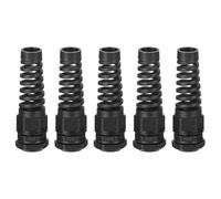 sourcing map 5Pcs Waterproof Cable Gland, PG16 Nylon Spiral Strain Pigtail Cord Joint with Gasket for 10-13mm Wire Thread Cable Fixing and Appliances, Black