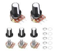 sourcing map 5Pcs WH-148 Potentiometer 3Pins B2K Ohm Linear Taper Rotary Potentiometer XH2.54 Variable Resistor Potentiometers with 5 Plastic Knobs for Audio Equipment, DIY Electronics
