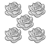 sourcing map 5Pcs White Rose Embroidered Patch Appliques,3D Flower Sew/Iron on Patches