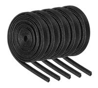 sourcing map 5Pcs Wire Insulation Braid Fire Sleeve,3.28Ft-2mm ID Black, High Temp Silicone Coated Fiberglass Sleeving for Automotive Hose Lines Electrical Wiring