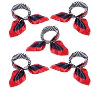 sourcing map K5 Women Contrast Color Stripes Casual Squre Shape Scarves Navy Blue Red