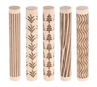 sourcing map 5pcs Wood Clay Roller 10cm Grass Wood Pine Lines Grain Texture Pattern Rolling Pins Pottery Tools Rollers for Clay Baking Dough Playdough DIY