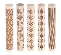 sourcing map 5pcs Wood Clay Roller 10cm Moon and Stars Grass Tree Wood Lines Grain Texture Pattern Rolling Pins Pottery Tools Rollers for Clay Baking Dough Playdough DIY