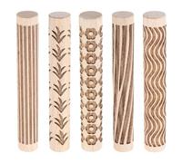 sourcing map 5pcs Wood Clay Roller 10cm Wood Lines Grain Texture Flower Pattern Rolling Pins Pottery Tools Rollers for Clay Baking Dough Playdough DIY