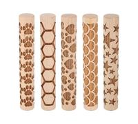 sourcing map 5pcs Wood Clay Roller 4" Paw Print Pattern Rolling Pins Wood Rollers Pottery Tools Wood Grain Texture Rollers for Clay Baking Dough Playdough DIY