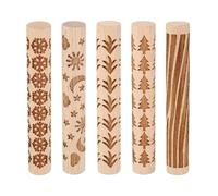 sourcing map 5pcs Wood Clay Roller 4" Snowflake Pattern Rolling Pins Wood Rollers Pottery Tools Wood Grain Texture Rollers for Clay Baking Dough Playdough DIY