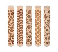 sourcing map 5pcs Wood Clay Roller 4" Star Pattern Rolling Pins Wood Rollers Pottery Tools Wood Grain Texture Rollers for Clay Baking Dough Playdough DIY
