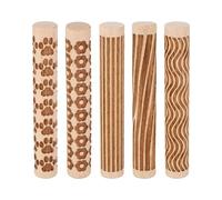 sourcing map 5pcs Wood Clay Roller 4" Wood Grain Pattern Rolling Pins Wood Rollers Pottery Tools Wood Grain Texture Rollers for Clay Baking Dough Playdough DIY