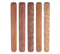sourcing map 5pcs Wood Clay Roller Pattern Modeling 4.7 Inch Beech Wood Hand Rollers Wooden Pottery Tools for Clay Baking Playdough DIY
