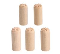 sourcing map 5pcs Wood Pottery Tools Stamps 0.8" Dia 2" Length Wooden Natural Clay Pottery Stamps Set Paw Fire-Wheel Flower Six-Petal Pattern for Cookie Cake Dessert