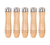 sourcing map 5pcs Wooden File Handle 4.33 Inch Round Hole Ergonomic Handles with Metal Collar for 6" - 8" Metal Files