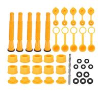 sourcing map 5set Gas Can Spout Replacement, Gas Can Nozzle Flexible Pour Nozzle w Fine/Coarse Thread Cap, Spout Sealing Cap, Gas Can Vent Cap-A/B, Drill Bit for Most 1/2/5/10 Gal Can, Yellow