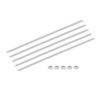 sourcing map 5Set M3-0.5x250mm Fully Threaded Rods, Threaded Rods Bar Studs with Nuts, 304 Stainless Steel Long Thread Screws Hardware for U-Bolts, Anchors, Clamps, Hangers, Silver
