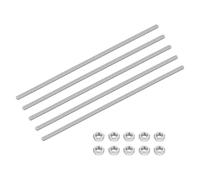 sourcing map 5Set M6-1.0x250mm Fully Threaded Rods, Threaded Rods Bar Studs with Nuts, 304 Stainless Steel Long Thread Screws Hardware for U-Bolts, Anchors, Clamps, Hangers, Silver
