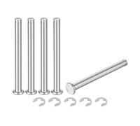 sourcing map 5Set M6x65mm 304 Stainless Steel Cylindrical Shaft Snap Ring Locating Pin, Flat Head Grooved Hinge Cylinder Position Pin with E Clip Retaining Ring, Silver