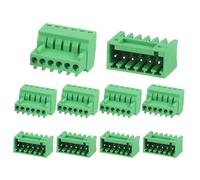 sourcing map 5Set PCB Terminal Block, 125V 4A Male&Female 6 Pin 2.54mm Distance PCB Screw Mount Terminal Block Connector for Industrial Use, Electronic Projects, Green