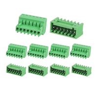 sourcing map 5Set PCB Terminal Block, 125V 4A Male&Female 7 Pin 2.54mm Distance PCB Screw Mount Terminal Block Connector for Industrial Use, Electronic Projects, Green