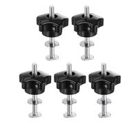 sourcing map 5Set T Track Bolts Knob Kit M6 x 70mm Threaded Bolts M6 x 39mm Star Hand Nut Clamping Knob with Washer for Woodworking Jigs and Fixtures, Black Silver