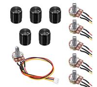 sourcing map 5Set WH148 B1K Ohm Potentiometer Kit, 3Pins Variable Resistors Single Linear Taper Rotary Potentiometer with 20cm Connector Wire Cable, Black Rotary Knobs, Nuts, and Washers