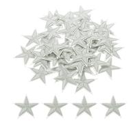 sourcing map 5Star Iron on Patches Embroidered Sew Patches Appliques Garment Embellishments for Clothing Repair Backpack Shoes Decoration 6x6cm/2.36x2.36 Pack of 50 (Gray)