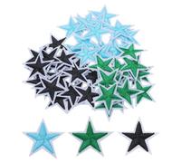 sourcing map 5Star Iron on Patches Embroidered Sew Patches Appliques Garment Embellishments for Clothing Repair Decoration 3.9x3.9cm/1.54x1.54 Pack of 50 (Black, Blue, Dark Green)