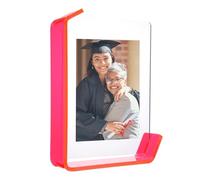 sourcing map 5x7 Inch Acrylic Picture Frame, Floating Picture Frames for Wall or Tabletop Display, Hanging Photo Frame Stand for Office Home, Fluorescent Red