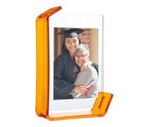sourcing map 5x7 Inch Acrylic Picture Frame, Floating Picture Frames for Wall or Tabletop Display, Hanging Photo Frame Stand for Office Home, Orange