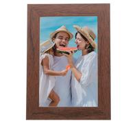 sourcing map 5x7 Picture Frame, Solid Oak Wood Photo Frame 5x7 Frame Display 3.5x5.5 Optical Clear Acrylic Sheet Wall Mounting and Tabletop Display, Walnut, 1Pcs