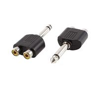 sourcing map 6.35mm Mono Male to Dual RCA Female Audio Adapter Coupler 2 Pcs