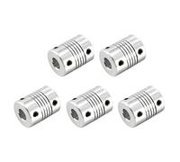 sourcing map 6.35mm to 8mm Aluminum Alloy Shaft Coupling Flexible Coupler Motor Connector Joint L25xD19 Silver,5pcs