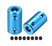 sourcing map 6.35mm to 8mm Bore Rigid Coupling Set Screw L25XD14 Aluminum Alloy,Shaft Coupler Connector,Motor Accessories,Blue,2pcs