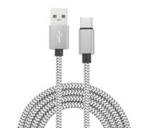 sourcing map 6.56ft USB Type C Charger Cable, 2.4A Type-C to USB A Braided Charging Cord Data Transfer Cable for Tablet Phone LED Desk Lamp Drone, Silver Tone