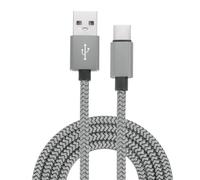 sourcing map 6.56ft USB Type C Charger Cable, 2.4A Type-C to USB A Braided Charging Cord Data Transfer Cable for Tablet Phone LED Desk Lamp Drone, Grey