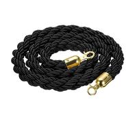 sourcing map 6.6 Ft/2 m Twisted Stanchion Rope Barrier Rope with Hooks Black Golden