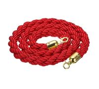 sourcing map 6.6 Ft/2 m Twisted Stanchion Rope Barrier Rope with Hooks Red Golden