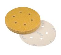 sourcing map 6" 6 Holes Hook and Loop Sanding Discs 60 Grit Aluminum Oxide Sandpaper for Random Orbit Sander Wood Metal Wet and Dry Polishing Gold 15pcs