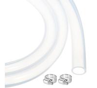 sourcing map 6.6ft Clear Silicone Rubber Tubing 14mm x 18mm Plastic Tube Flexible Air Hose for Brewing, Wine Making, Pump Siphon, with 2pcs Clamps