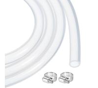 sourcing map 6.6ft Clear Silicone Rubber Tubing 5mm x 8mm Plastic Tube Flexible Air Hose for Brewing, Wine Making, Pump Siphon, 3/16" ID 5/16" OD, with 2pcs Clamps