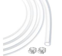 sourcing map 6.6ft Clear Silicone Rubber Tubing 6mm x 10mm Plastic Tube Flexible Air Hose for Brewing, Wine Making, Pump Siphon, 1/4" ID 3/8" OD, with 2pcs Clamps
