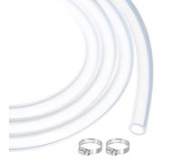 sourcing map 6.6ft Clear Silicone Rubber Tubing 7mm x 10mm Plastic Tube Flexible Air Hose for Brewing, Wine Making, Pump Siphon, 3/8" OD, with 2pcs Clamps