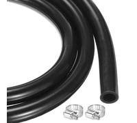 sourcing map 6.6ft Silicone Rubber Tubing 6.4mm x 9.5mm Plastic Tube Flexible Air Hose for Brewing, Wine Making, Pump Siphon, 1/4" ID 3/8" OD, with 2pcs Clamps, Black