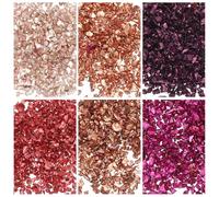 sourcing map 6 Colors Crushed Glass Chips, 1-3mm Irregular Glitter Metallic Glass Broken Glasses Pieces with Laser Bag for Craft DIY Vase Epoxy Halloween Decoration 31g, Solid Color